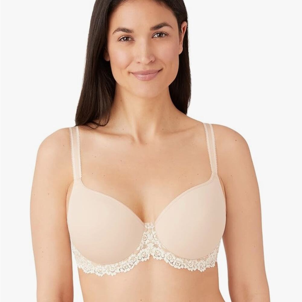 Wacoal Embace Lace Contour Bra Embrace Lace Bra in Sand Underwire Support 34B